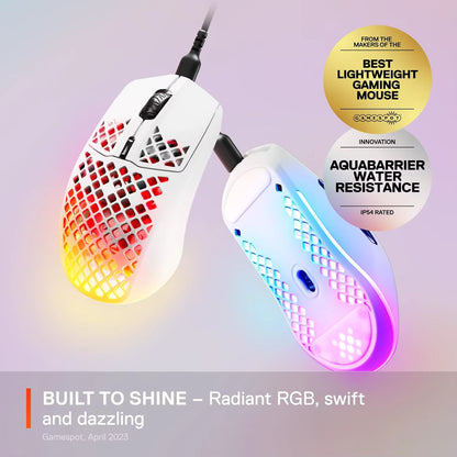 SteelSeries Aerox 3 - Holey RGB Gaming Mouse - Ultralekka, wodoodporna konstrukcja - Optyczny czujnik TrueMove Core o rozdzielczości 8500 DPI