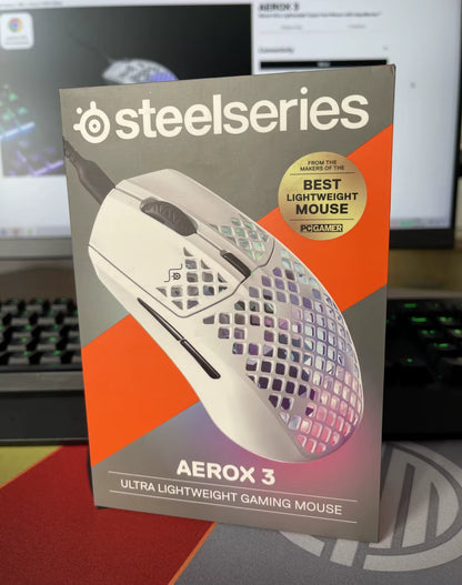 SteelSeries Aerox 3 - Holey RGB Gaming Mouse - Ultralekka, wodoodporna konstrukcja - Optyczny czujnik TrueMove Core o rozdzielczości 8500 DPI