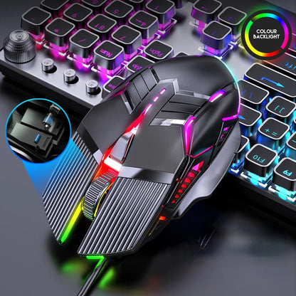 Mysz gamingowa przewodowa 3200DPI, RGB, 6 przycisków, cicha